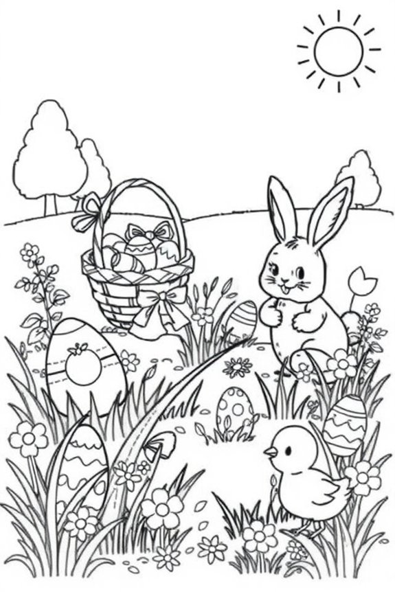 Easter Egg Hunt Coloring Sheet