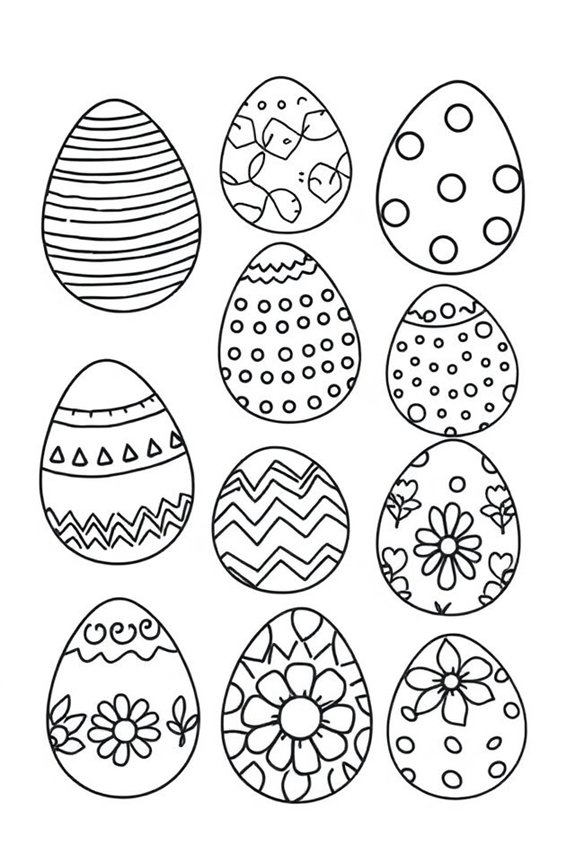 Simple Egg Patterns Coloring Sheet