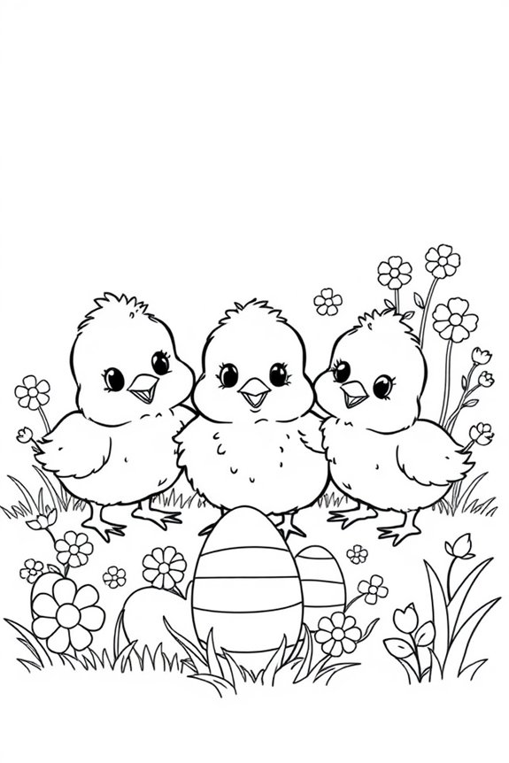 Cute Chicks Coloring Sheet