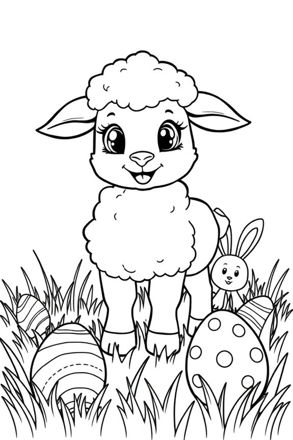 Cartoon Style Easter Lamb Coloring Sheet