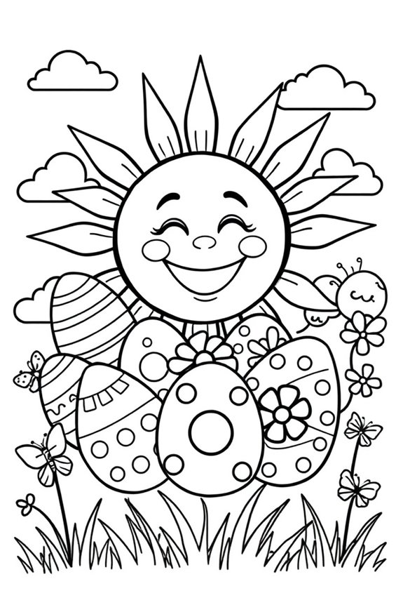 Sunshine and Easter Eggs Coloring Sheet