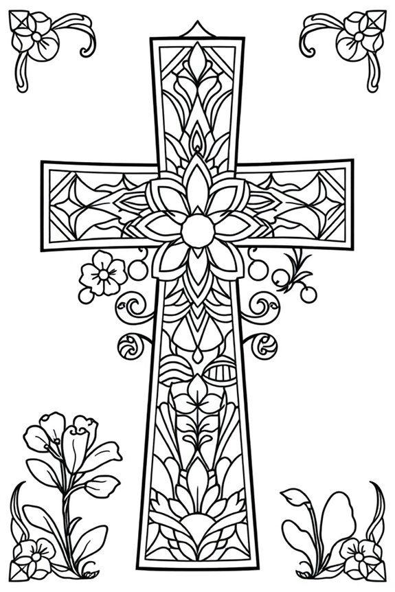 Stained Glass Easter Cross Coloring Sheet