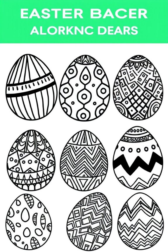 Geometric Patterns Easter Egg Coloring Sheet