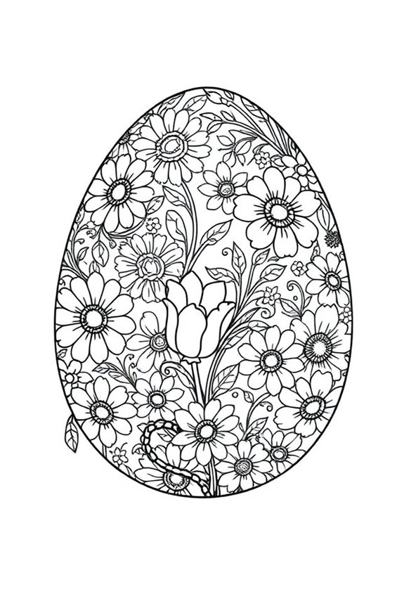 Floral Design Easter Egg Coloring Sheet