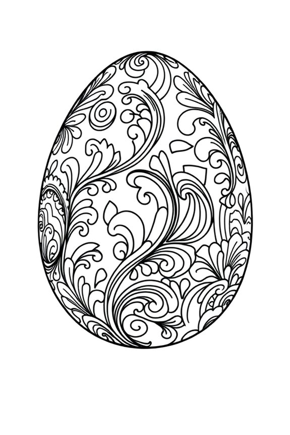 Classic Paisley Easter Egg Coloring Sheet