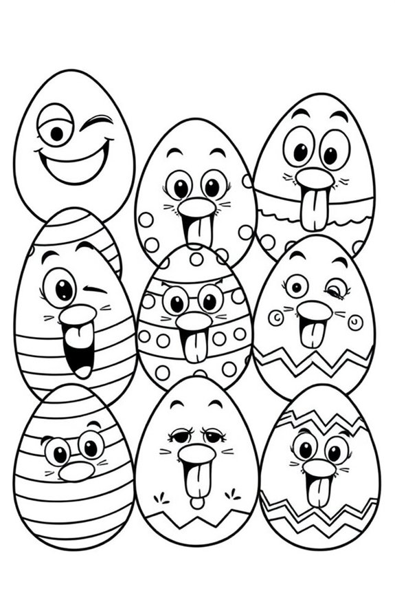 Silly Faces Easter Egg Coloring Sheet