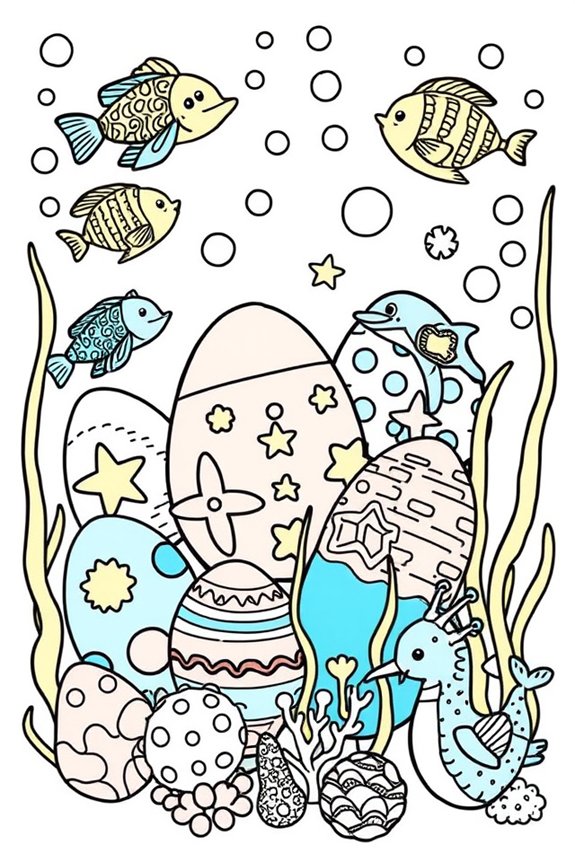 Underwater Adventure Easter Egg Coloring Sheet