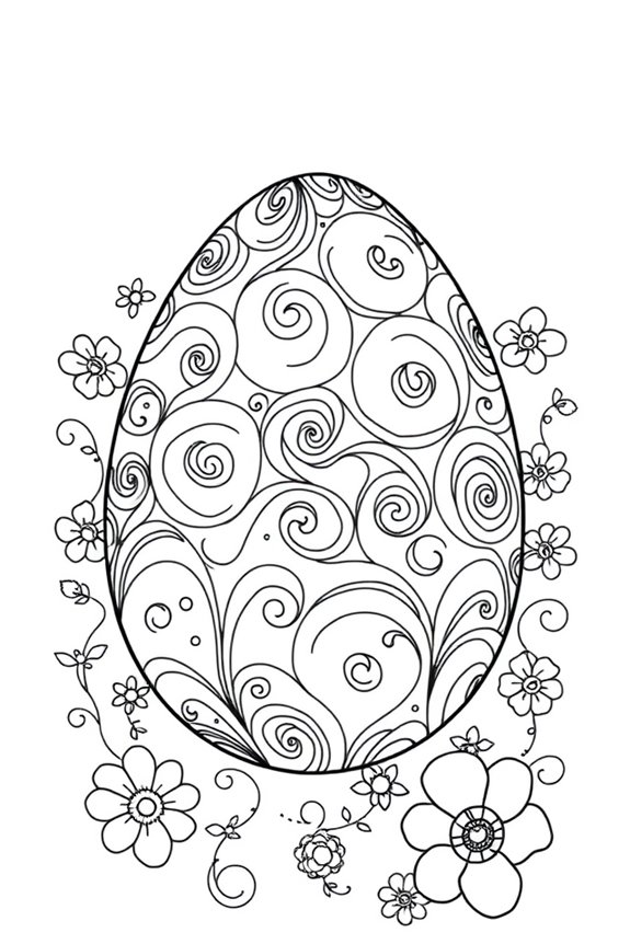 Rainbow Swirls Easter Egg Coloring Sheet