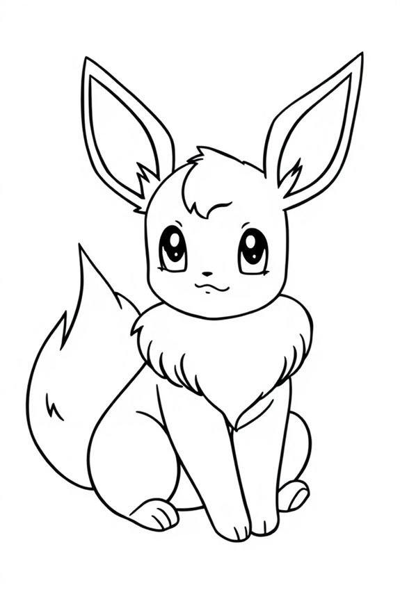 Eevee Simple Line Art Coloring Sheet
