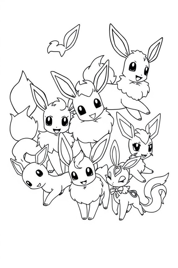 Eevee and Friends Coloring Sheet