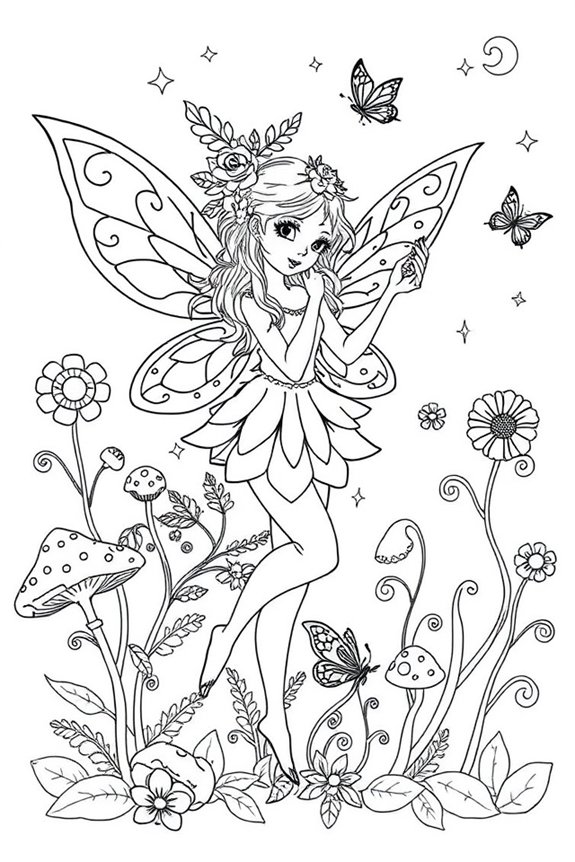 Nature Fairy Coloring Sheet