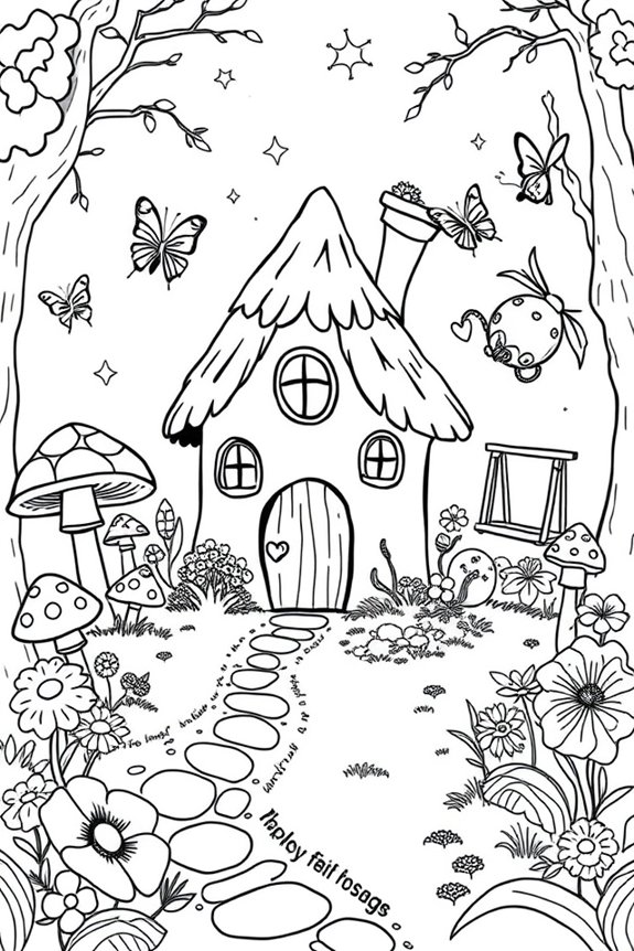 Simple Fairy House Coloring Sheet