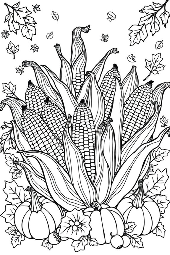Harvest Corn Coloring Sheet