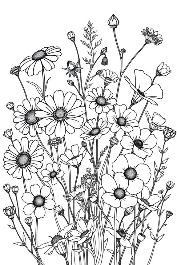 Charming Wildflower Coloring Sheet