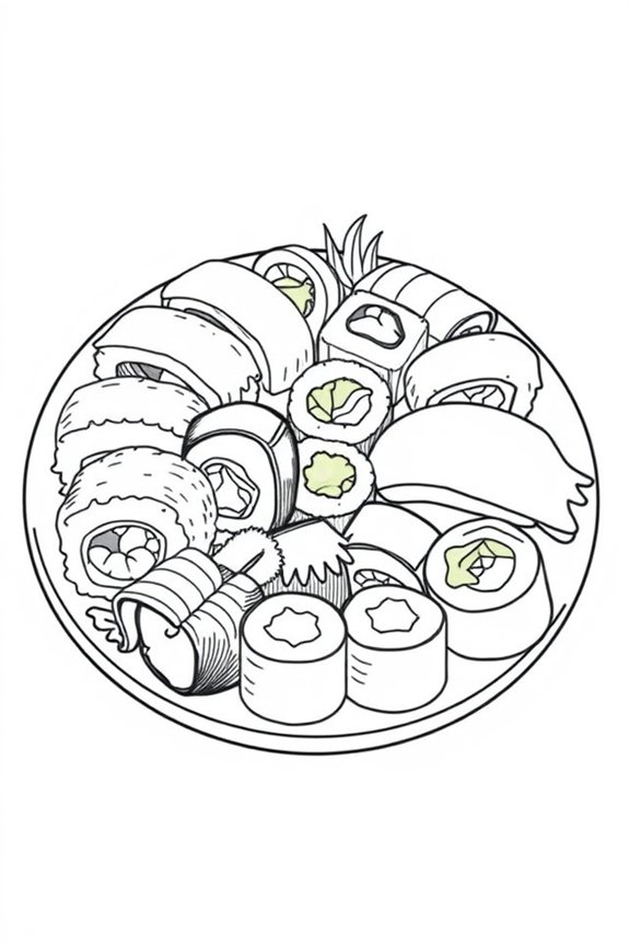 Sushi Roll Coloring Sheet