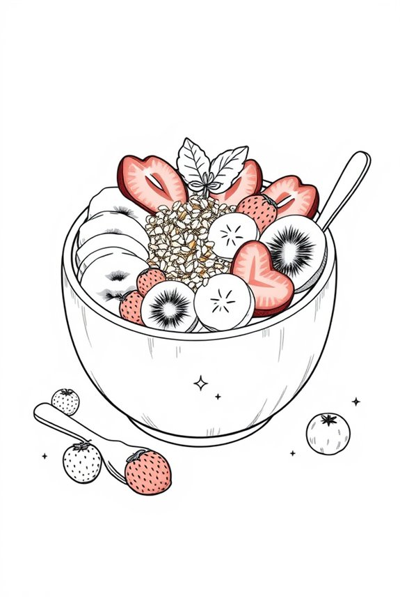 Smoothie Bowl Coloring Sheet