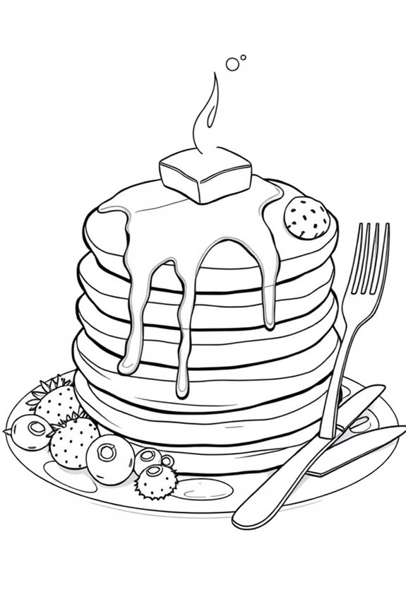 Breakfast Pancakes Coloring Sheet