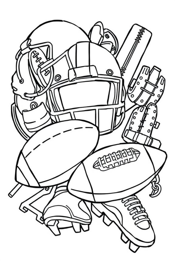 Football Equipment Coloring Sheet