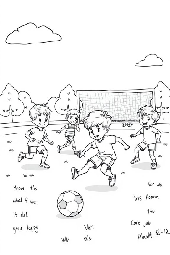 Kids Playing Football Coloring Sheet