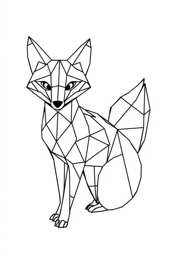 Geometric Fox Coloring Sheet