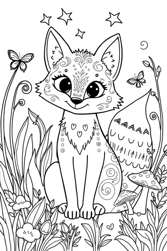 Whimsical Fox Coloring Sheet