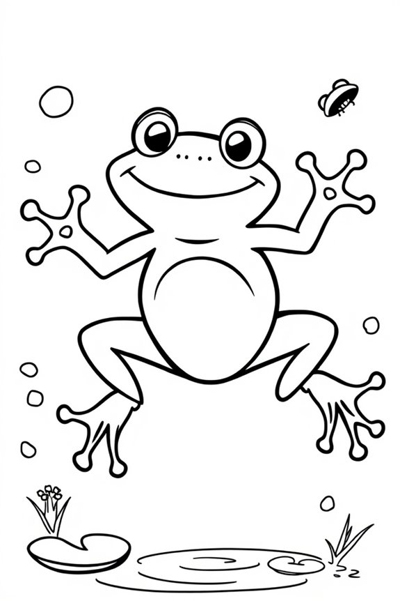Frog Jumping Coloring Sheet