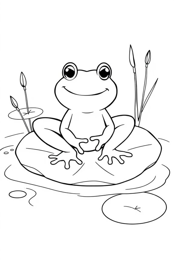Frog in Lily Pad Coloring Sheet