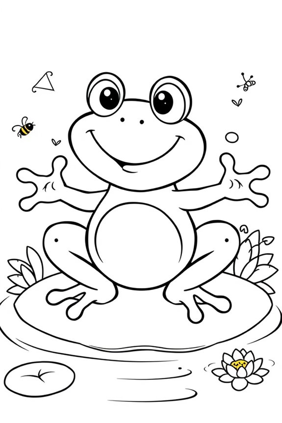 Cute Cartoon Frog Coloring Sheet