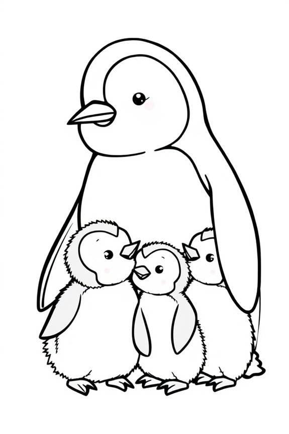 Cute Penguin Family coloring sheet
