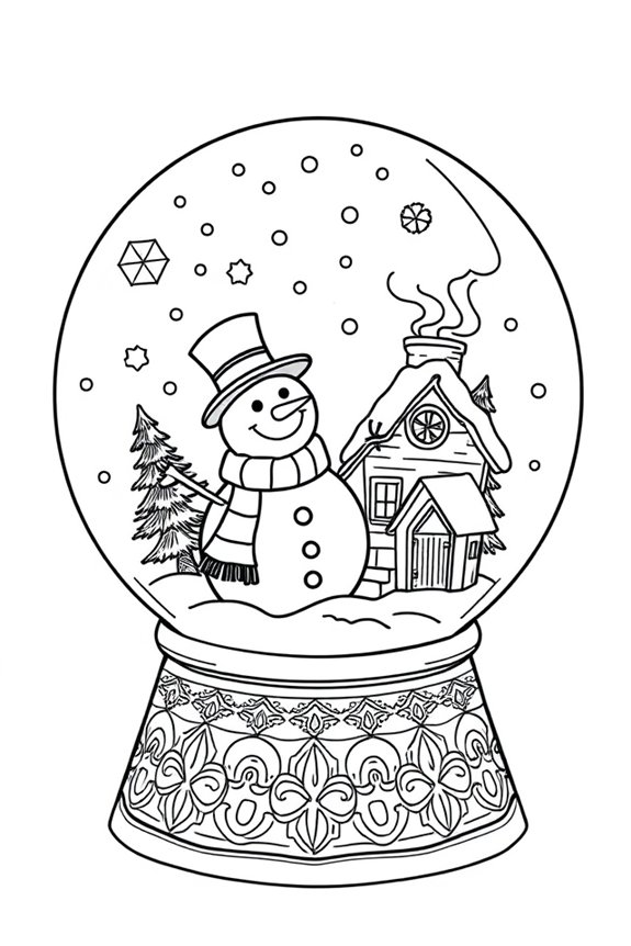 Sparkling Snow Globe coloring sheet