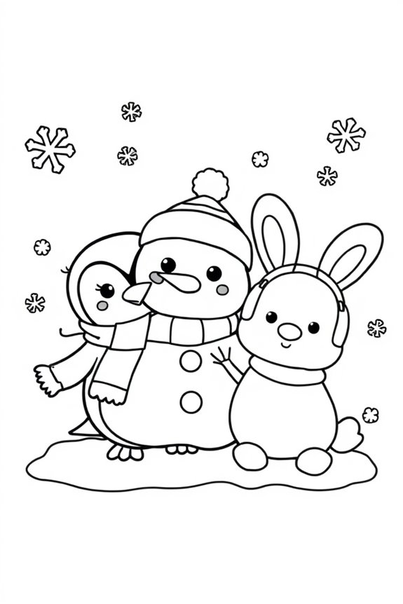 Chibi Winter Animals coloring sheet