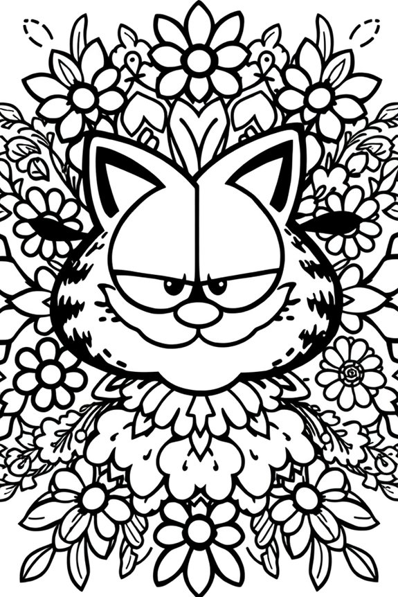 Garfield Flower Mandala Coloring Sheet