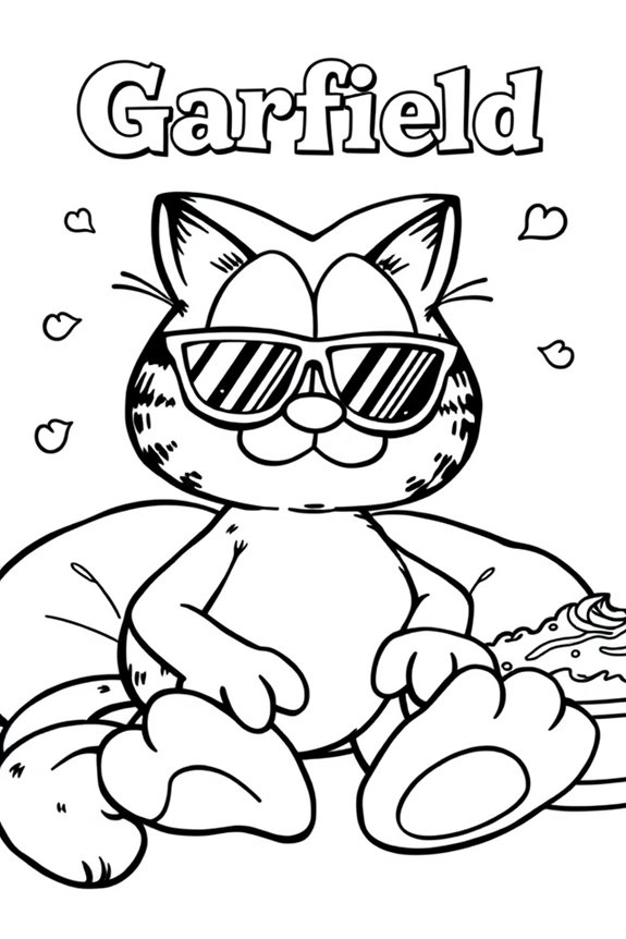 Garfield with Sunglasses Coloring Sheet