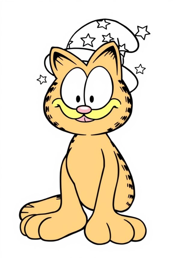 Garfield in a Funny Hat Coloring Sheet