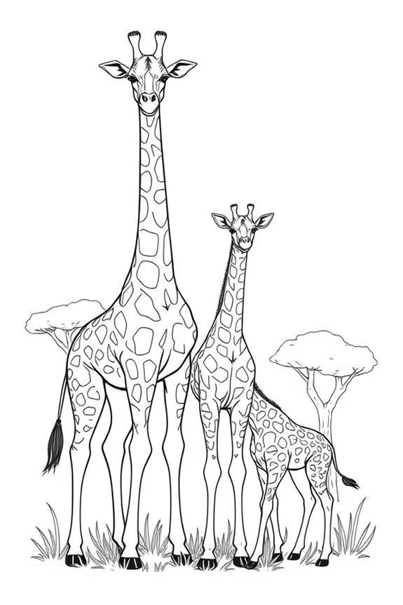 Giraffe Family Coloring Sheet