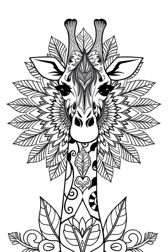 Giraffe Mandala Coloring Sheet
