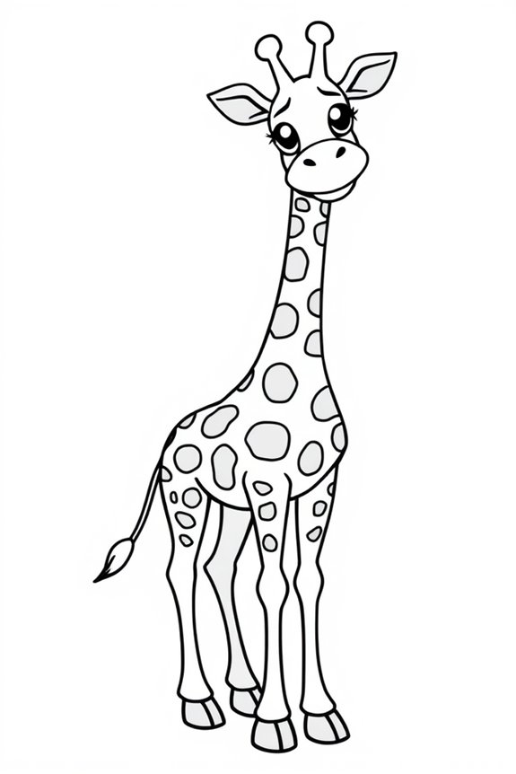 Giraffe Half-Outline Coloring Sheet