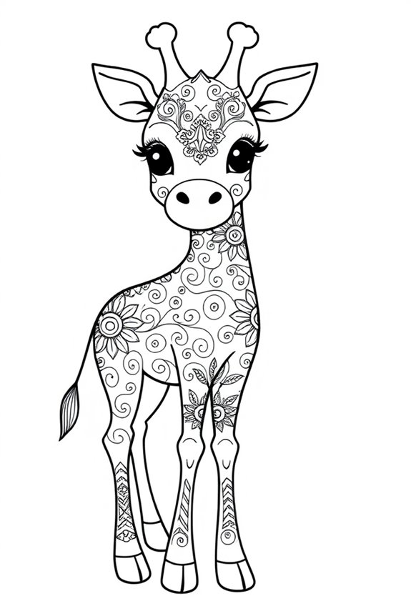 Decorative Giraffe Coloring Sheet