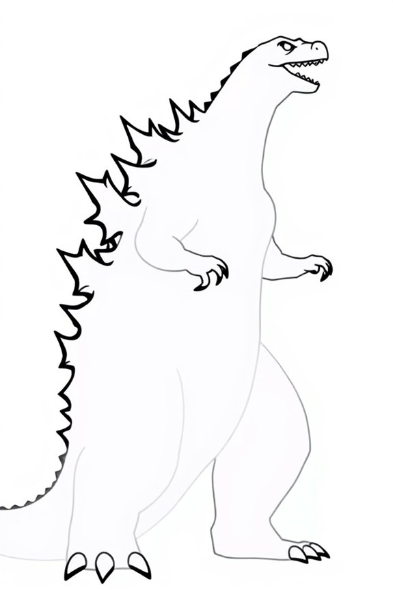 Simple Godzilla Silhouette Coloring Sheet
