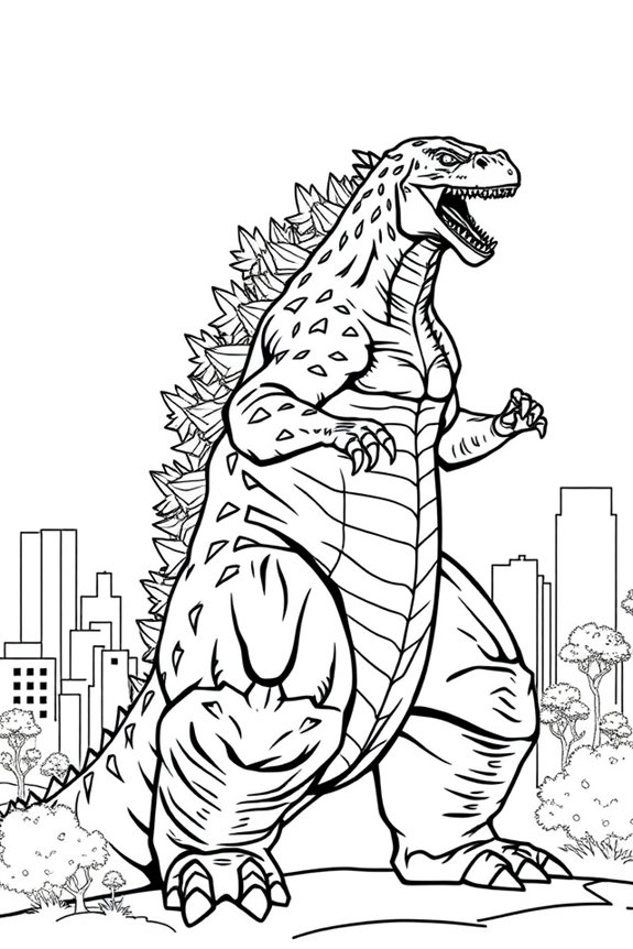 Godzilla Line Art Coloring Sheet
