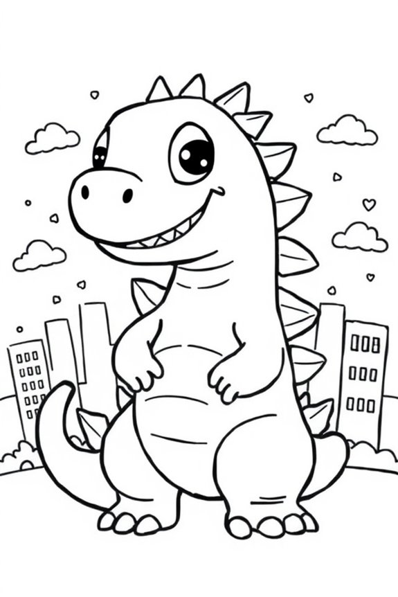 Cute Chibi Godzilla Coloring Sheet