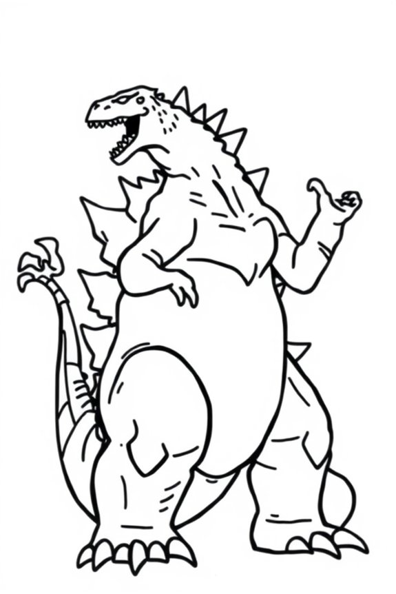 Easy Godzilla Roaring Coloring Sheet