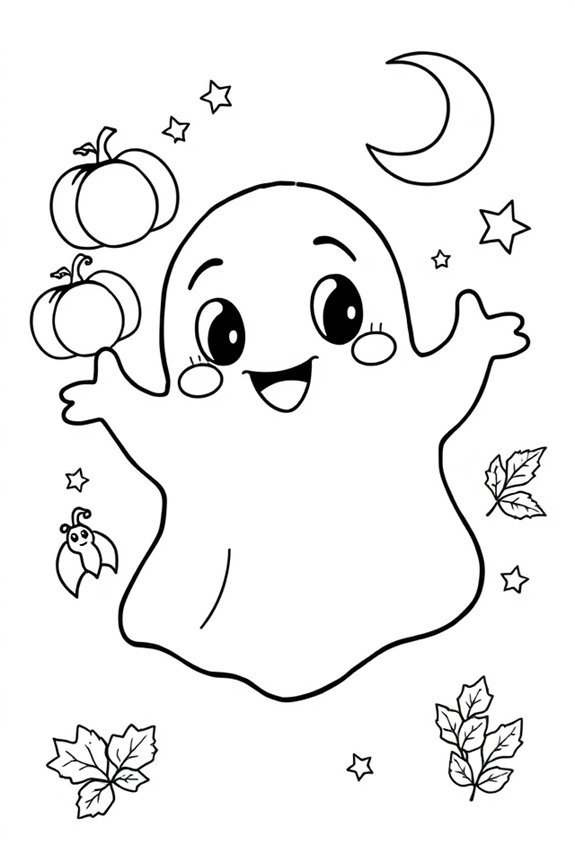 Friendly Ghost Coloring Sheet