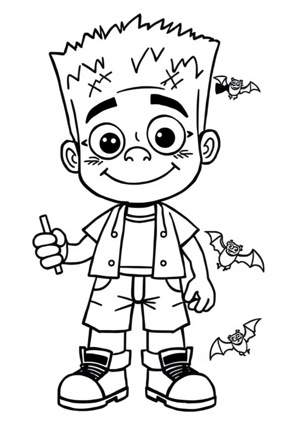 Cute Frankenstein Coloring Sheet
