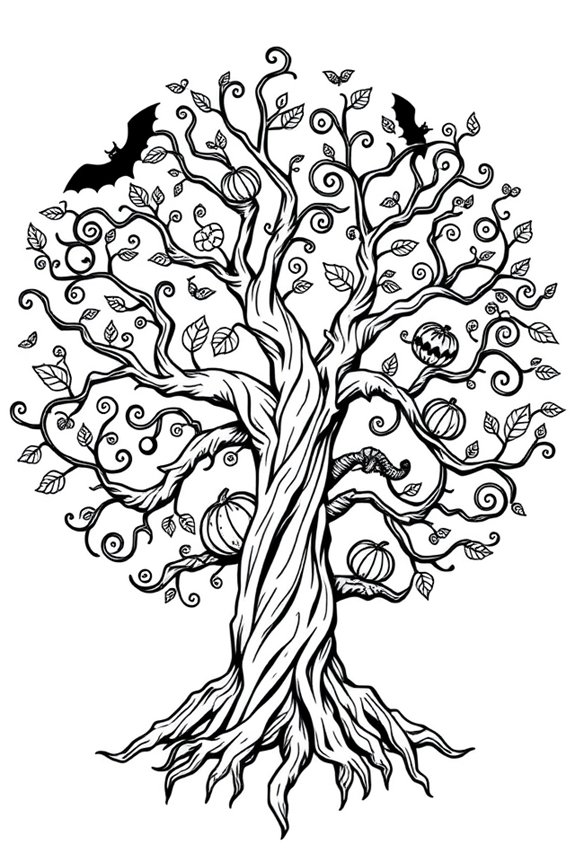 Spooky Tree Mandala Coloring Sheet