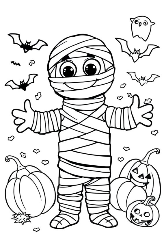 Mummy Wraps Coloring Sheet