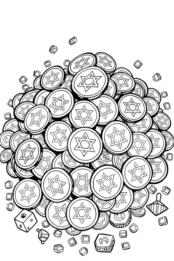 Hanukkah Gelt Coloring Sheet
