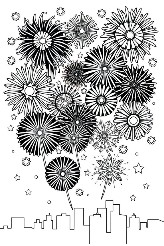 New Year's Fireworks coloring sheet