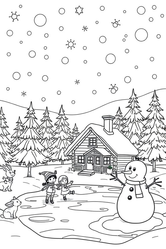 Winter Wonderland Scene coloring sheet