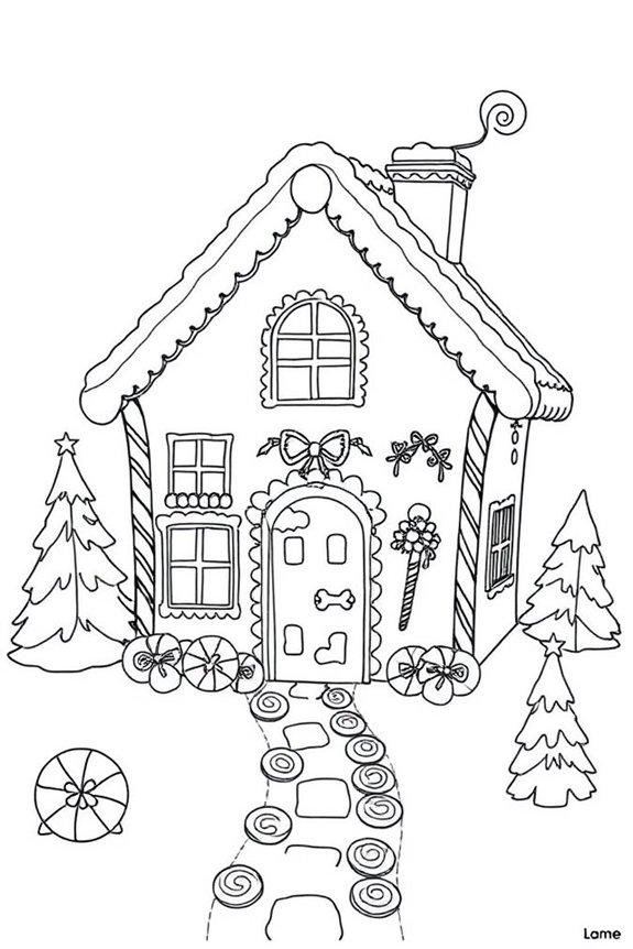 Gingerbread House coloring sheet